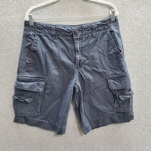 Cape Juby Men Shorts 32 Navy Blue Cargo Pockets Mid Rise 10" Inseam Casual